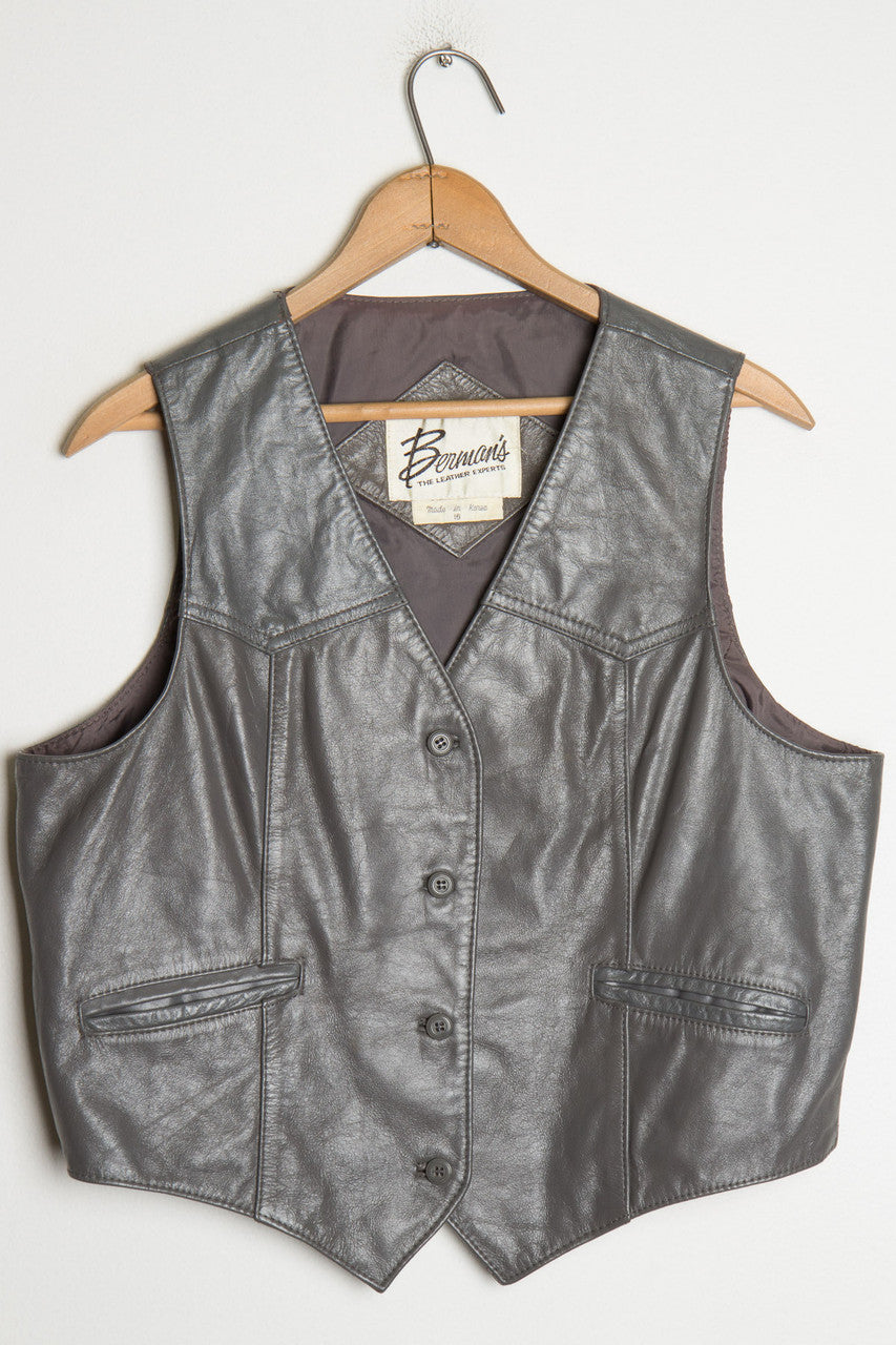 Grey Leather Vest