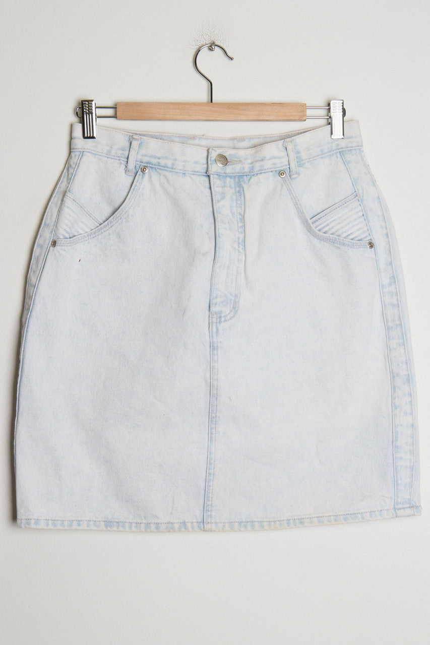 Faded Acid Washed Denim Skirt