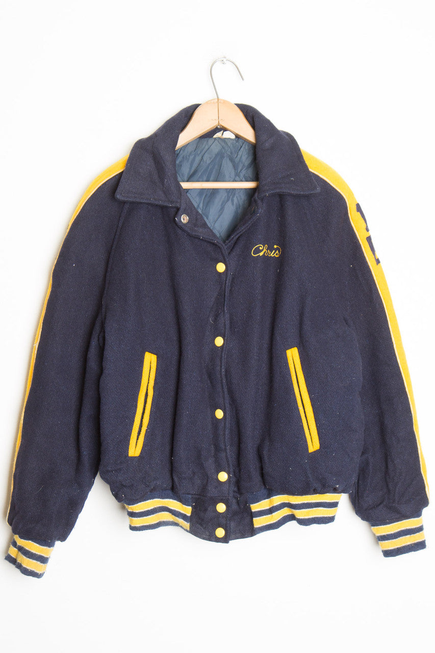 Vintage Navy & Gold Letterman Jacket