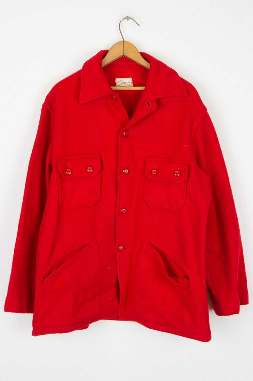 Vintage Red Winter Jacket (ripped pocket)