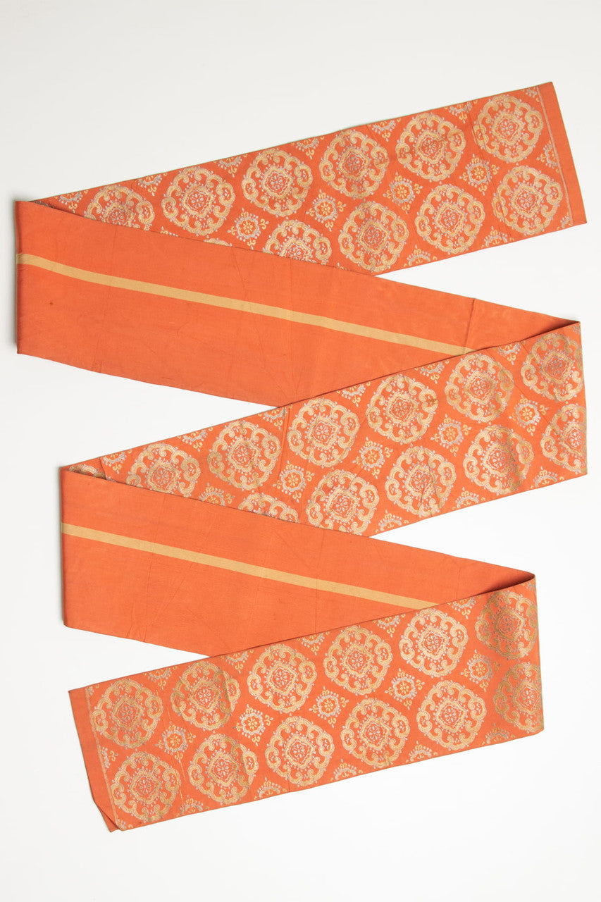 Vintage Ornate Coral Hanhaba Obi 145