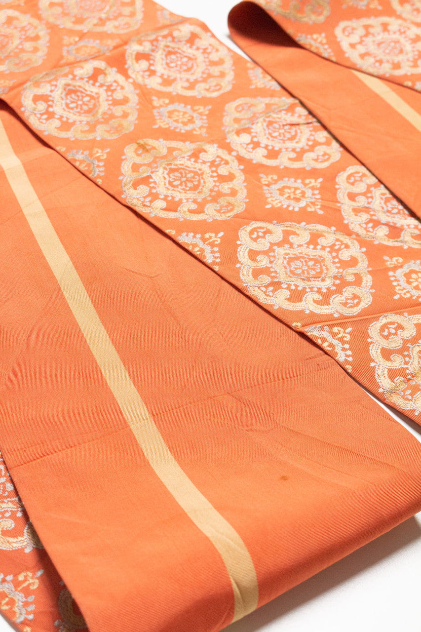 Vintage Ornate Coral Hanhaba Obi 145