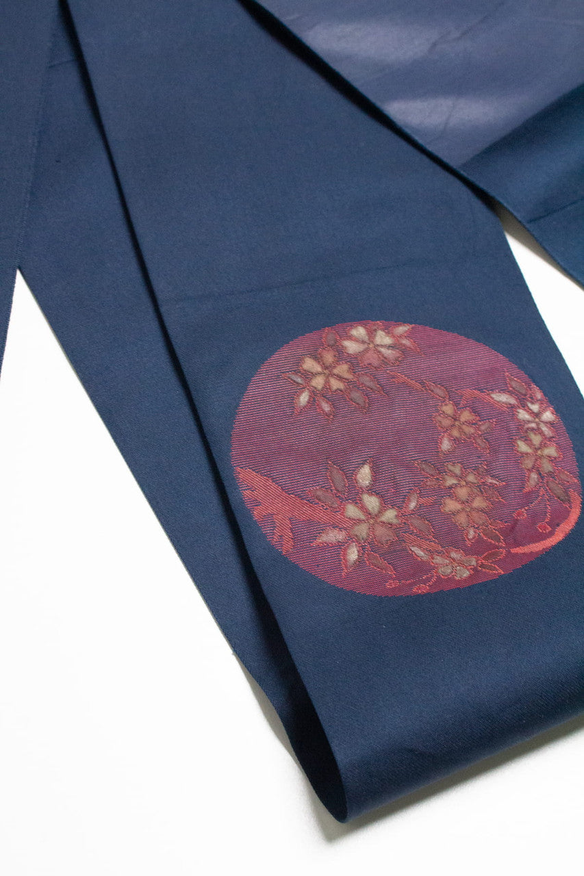 Vintage Navy Bonsai Circle Nagoya Obi 149