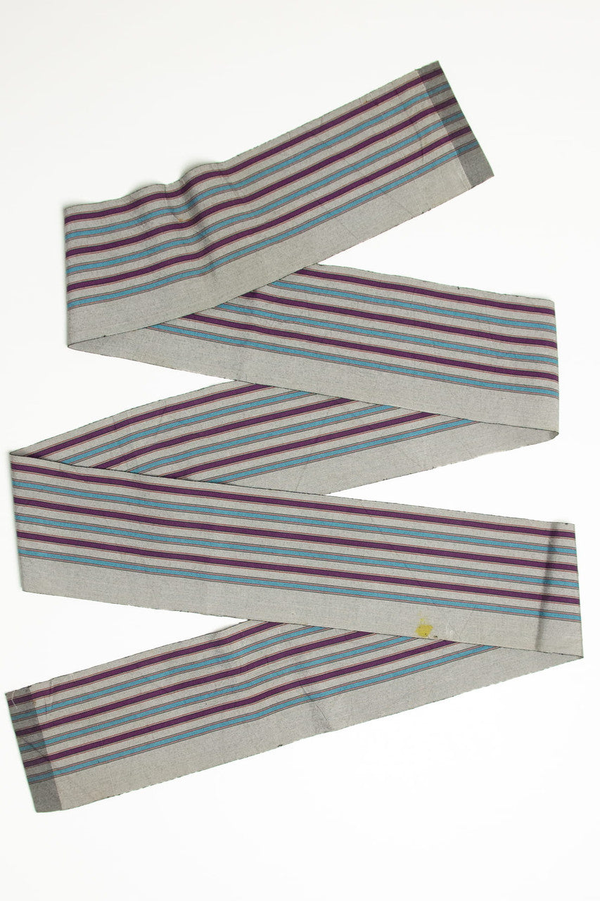 Silver Purple & Teal Striped Kaku Obi