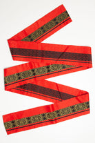 Red Art Deco Striped Kaku Obi