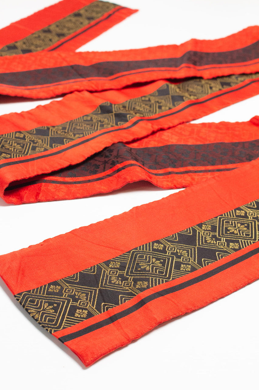 Red Art Deco Striped Kaku Obi