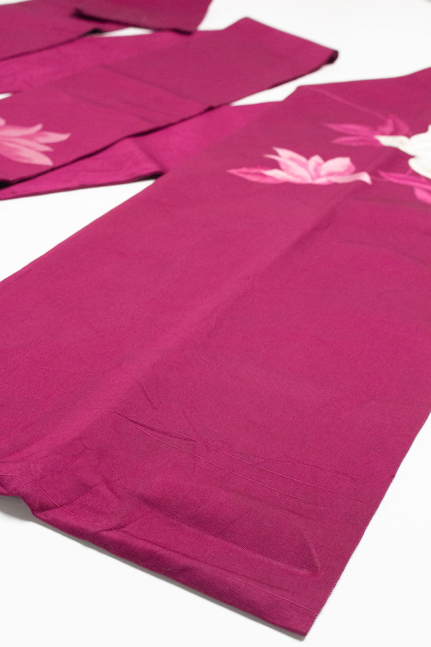 Vintage Magenta Lotus Flower Nagoya Obi