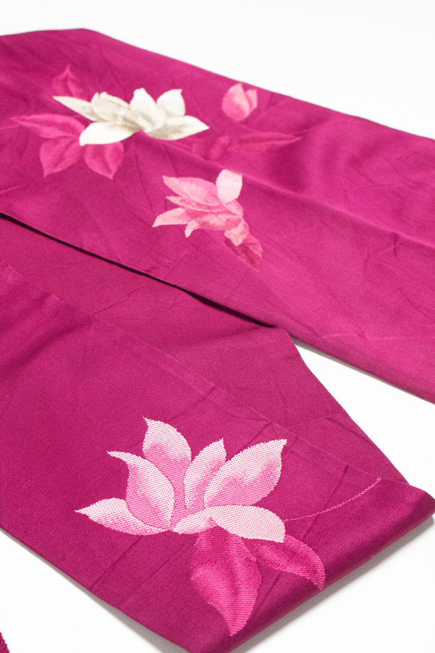 Vintage Magenta Lotus Flower Nagoya Obi