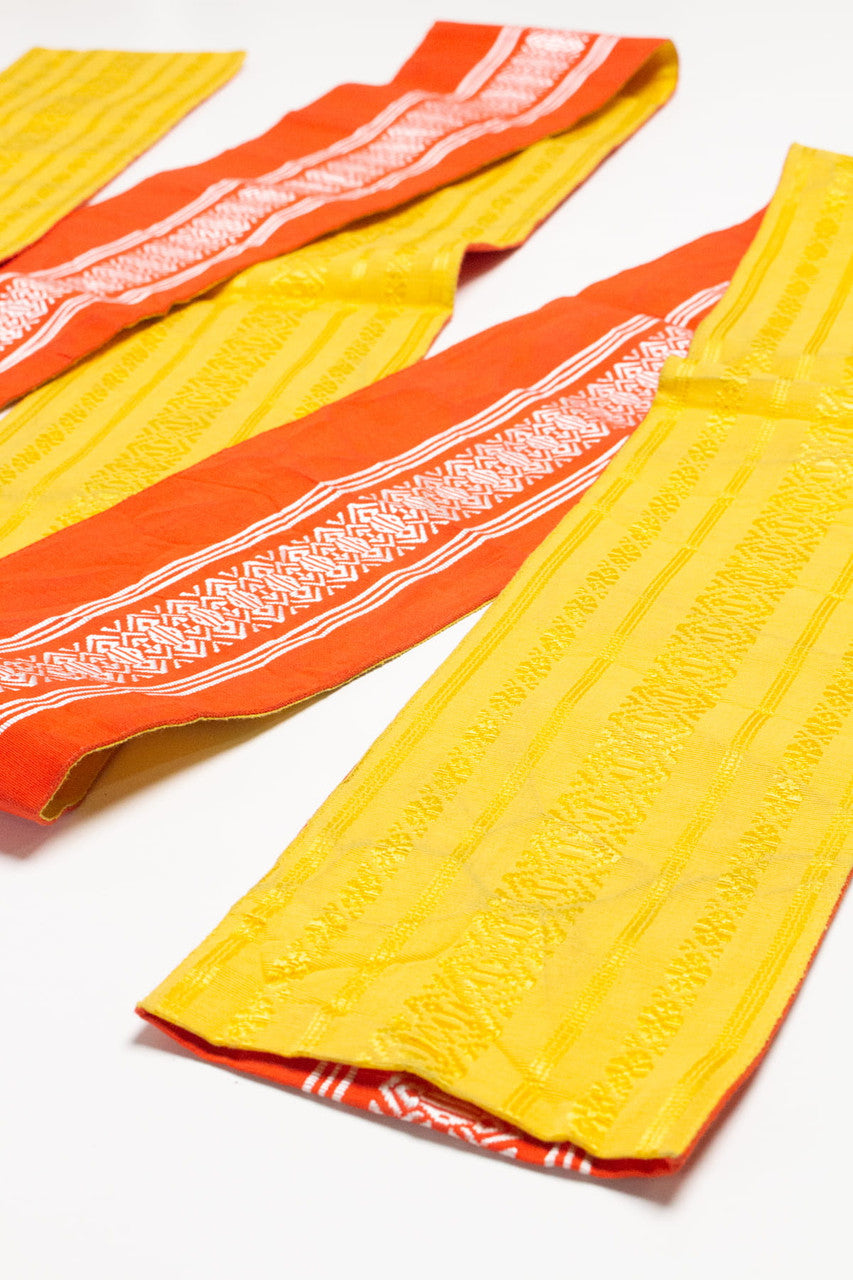 Vintage Orange & Yellow Reversible Kaku Obi