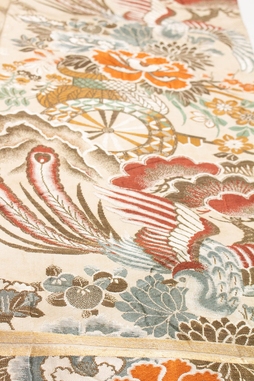 Vintage Pheonix Floral Maru Obi