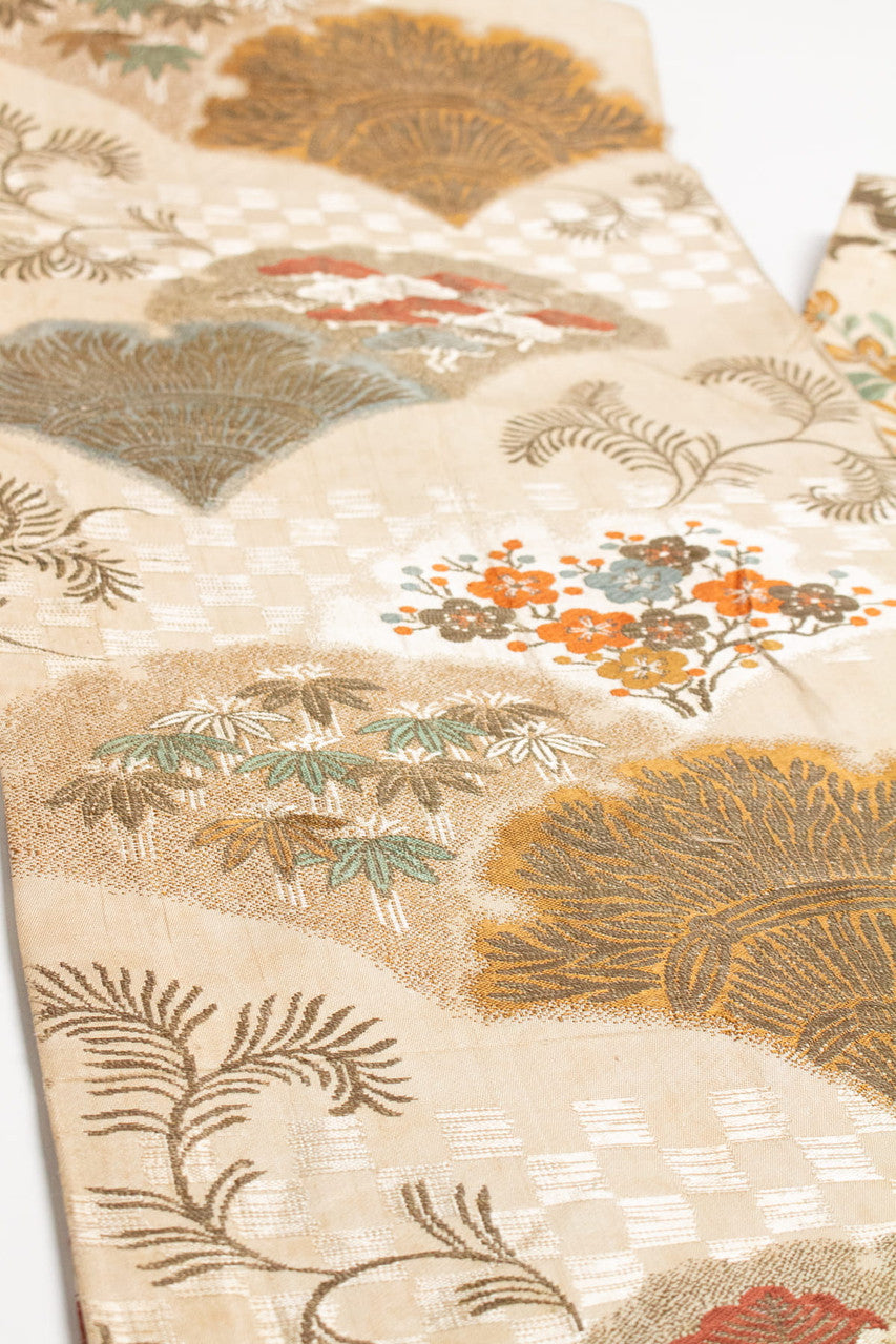 Vintage Pheonix Floral Maru Obi