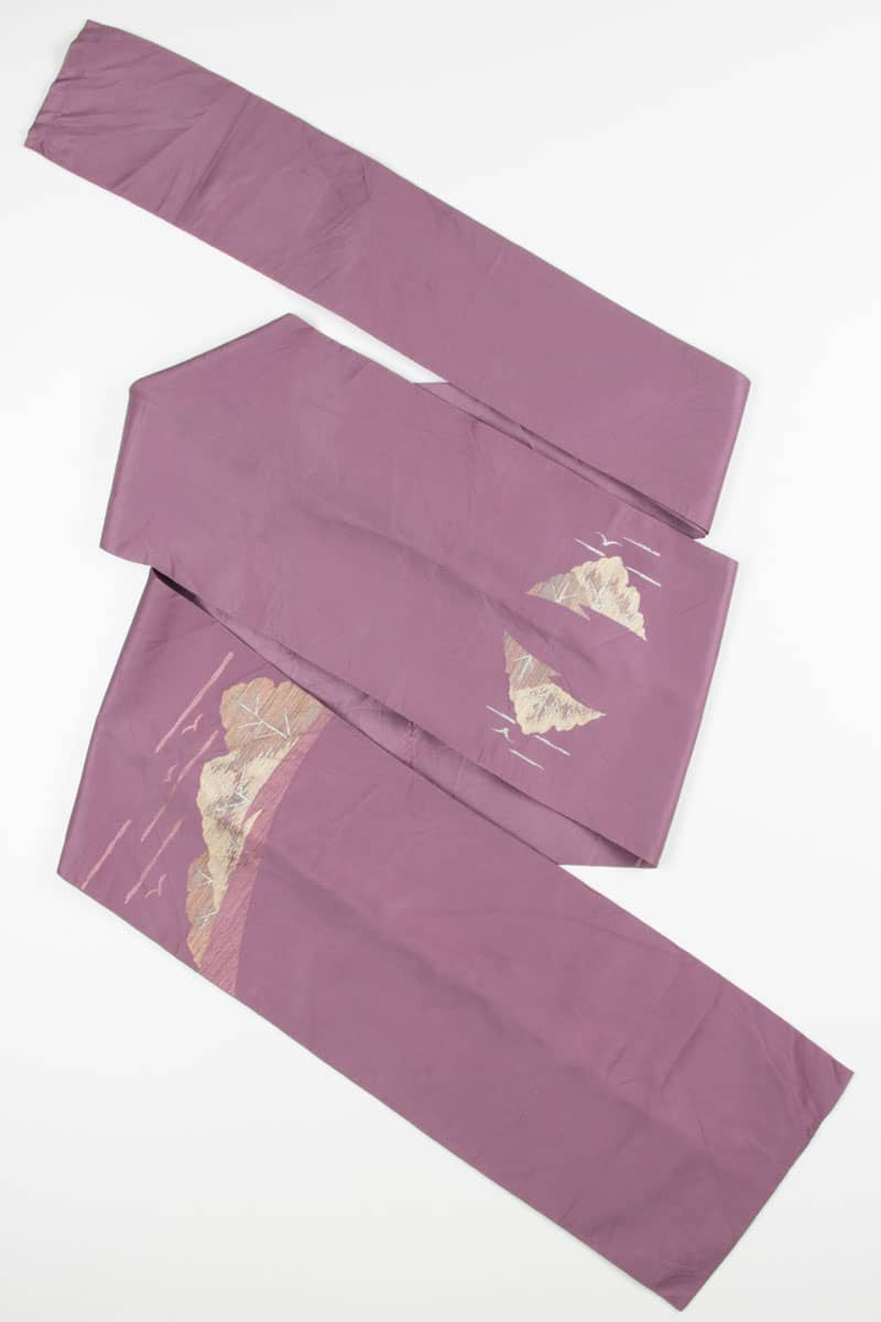 Vintage Lilac Embroidered Nagoya Obi 10