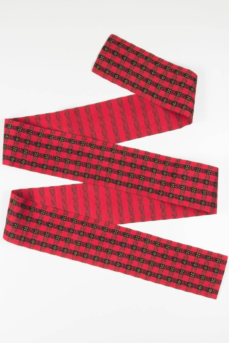 Vintage Red Plaid Hanhaba Obi 111