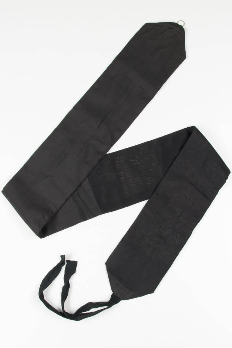 Vintage Black Ribbed Tsuke Obi 114