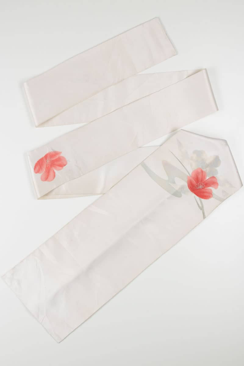 Vintage White Embroidered Nagoya Obi 115