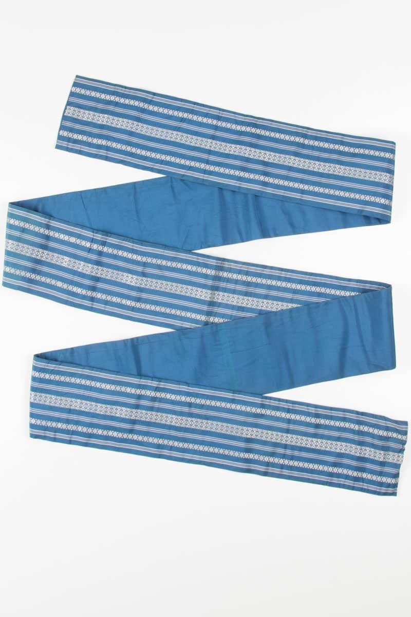 Vintage Dusty Blue Striped Hanhaba Obi 133
