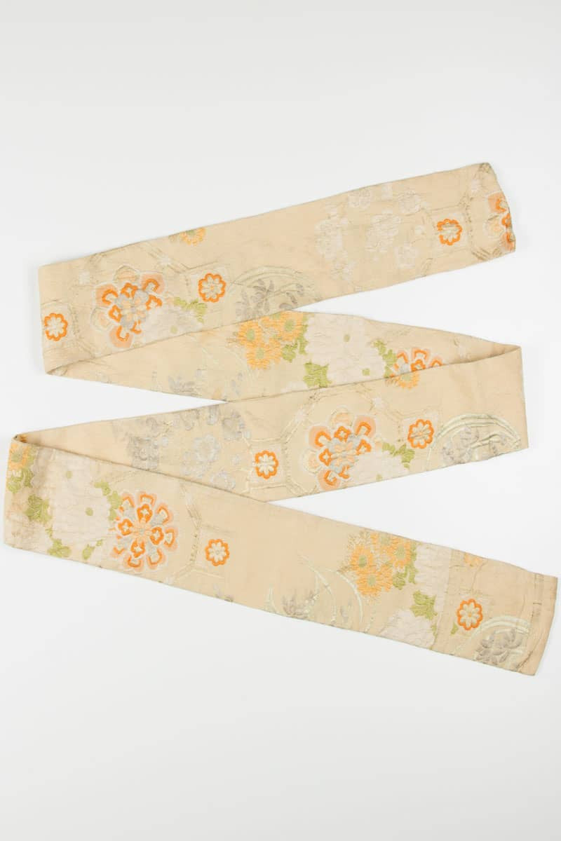 Vintage Beige Floral Hanhaba Obi 135