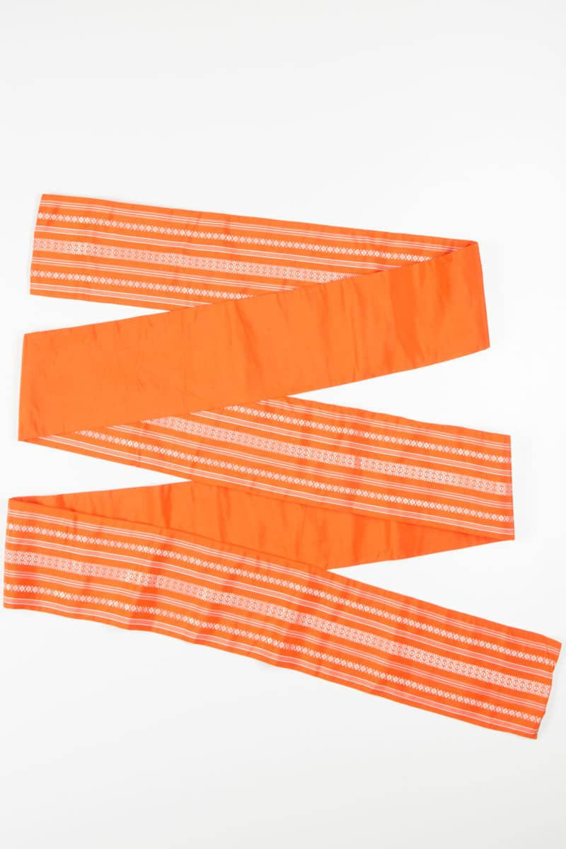 Vintage Orange Striped Hanhaba Obi 136