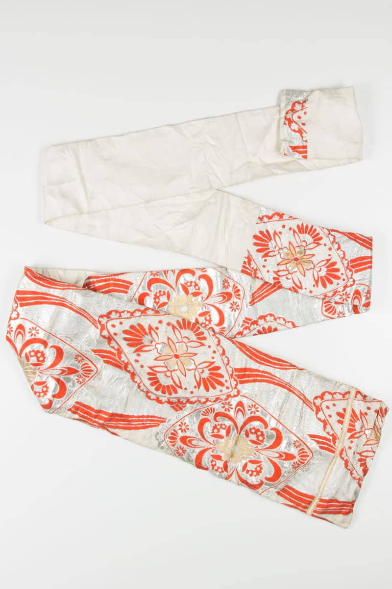 Vintage Silver & Orange Embroidered Nagoya Obi 14