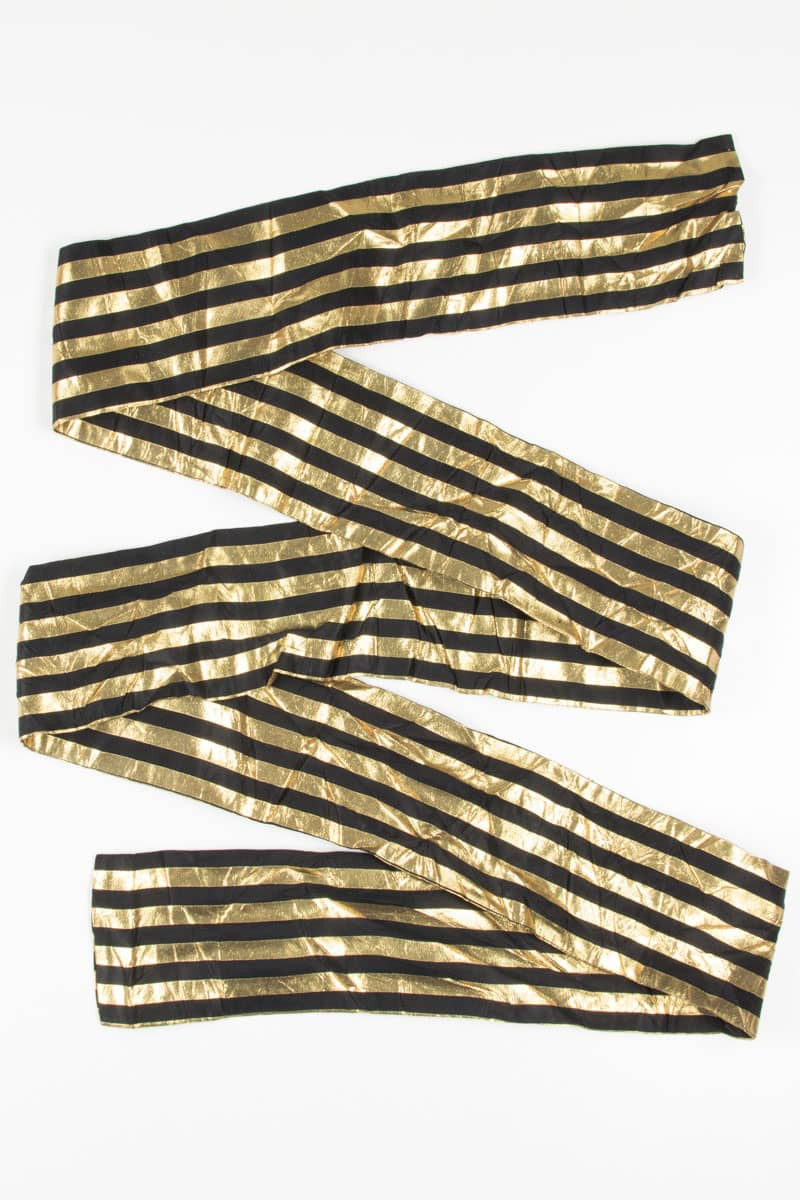 Vintage Black & Gold Striped Hanhaba Obi 2