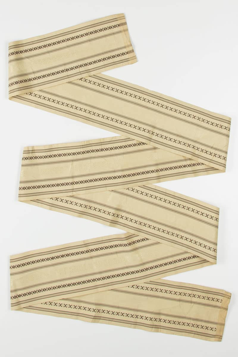 Vintage Beige Striped Hanhaba Obi 34