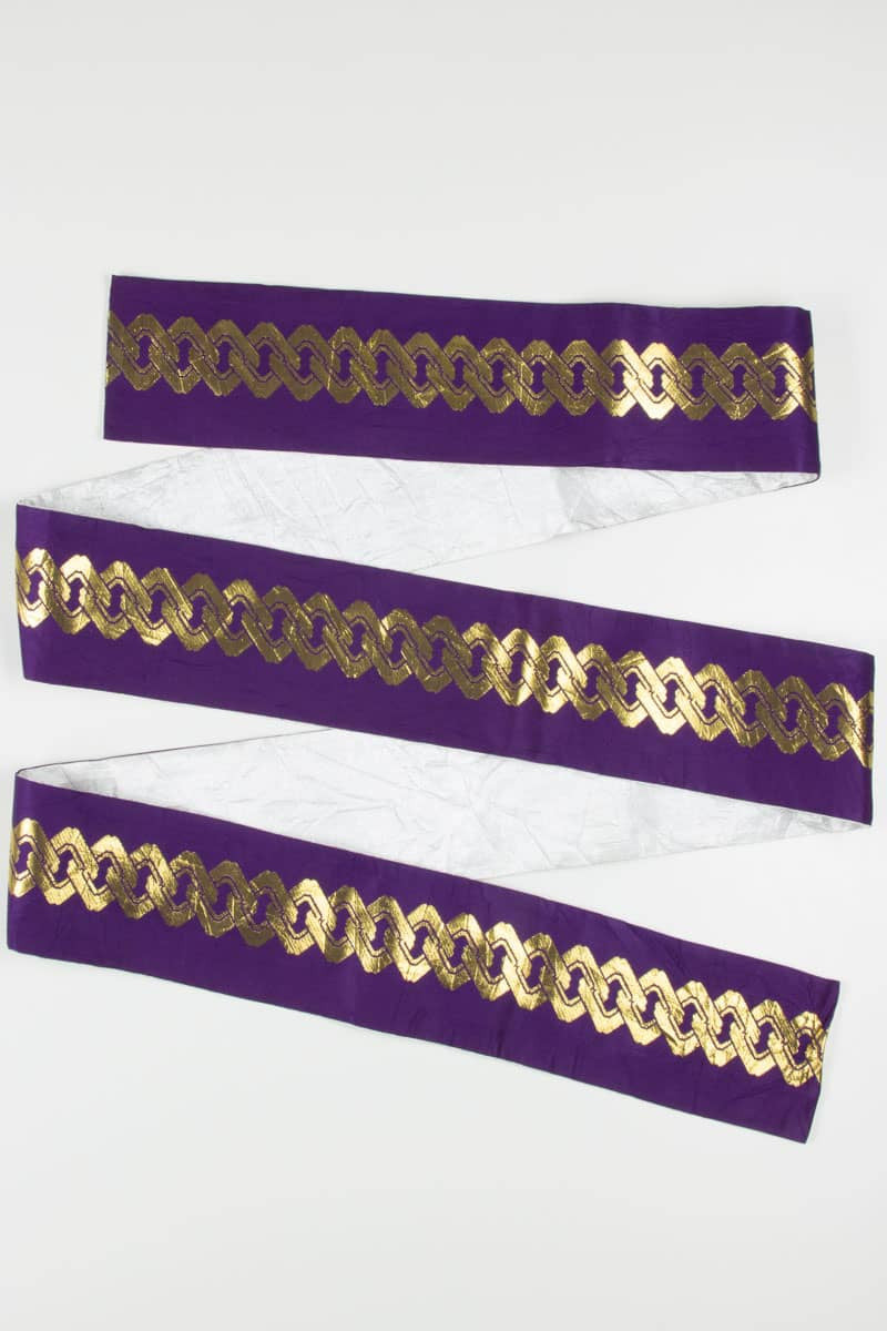 Vintage Silver & Purple Hanhaba Obi 35