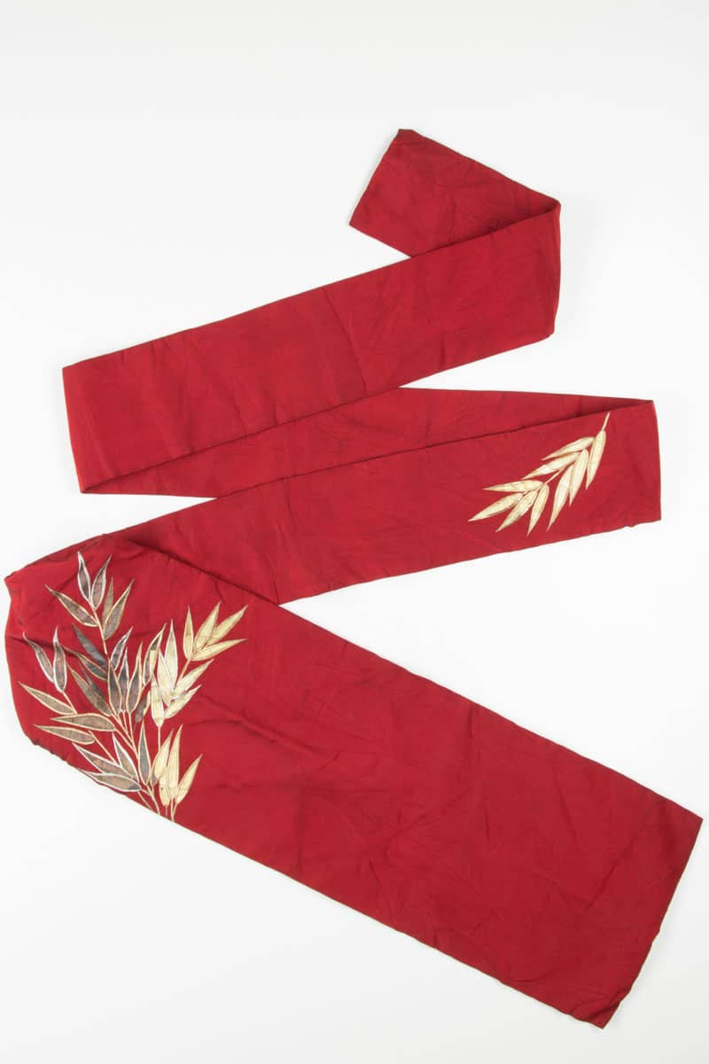 Vintage Golden Leaf Embroidered Nagoya Obi 38