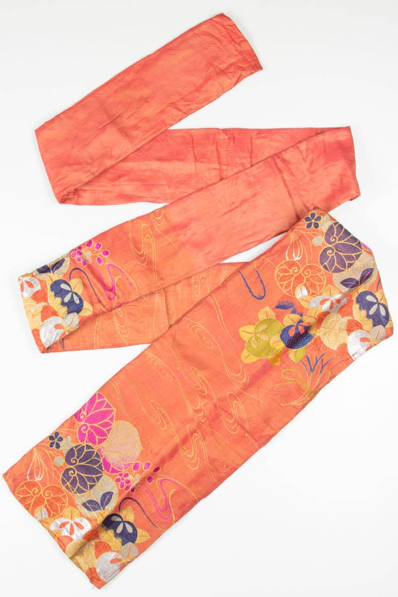 Vintage Coral Flower Embroidered Nagoya Obi 57