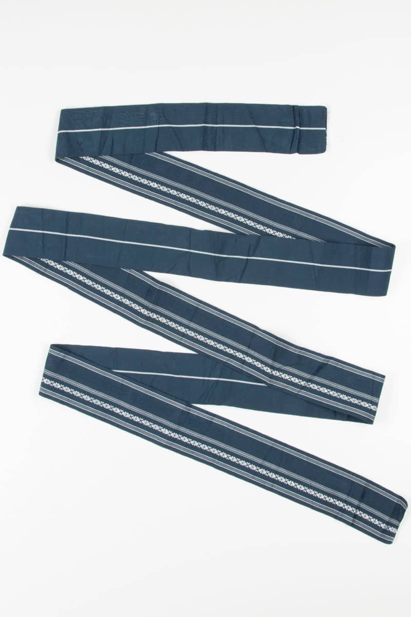 Vintage Striped Blue Hanhaba Obi 79