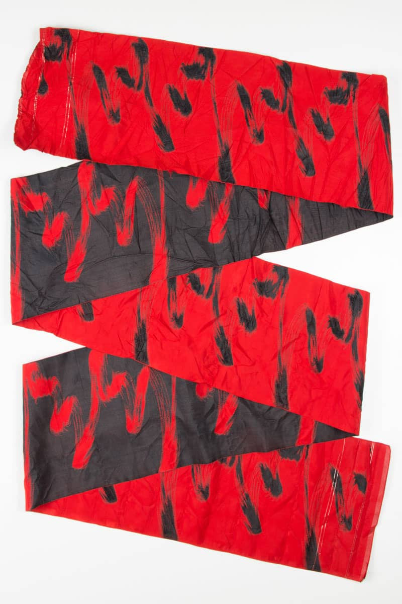 Vintage Black & Red Woven Nagoya Obi 7