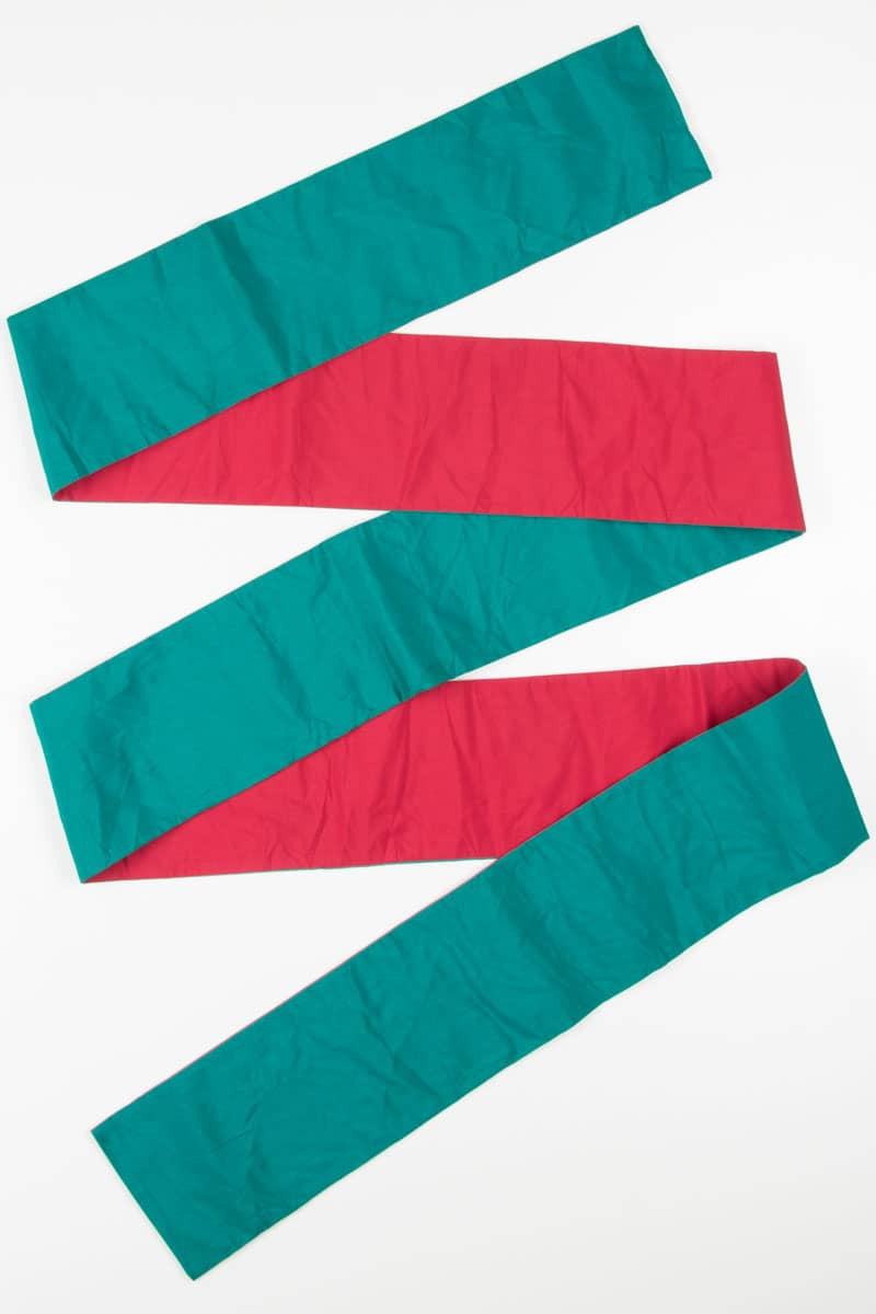 Vintage Red & Green Reversible Hanhaba Obi 80