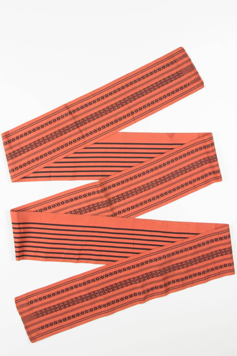 Vintage Coral Striped Hanhaba Obi 91