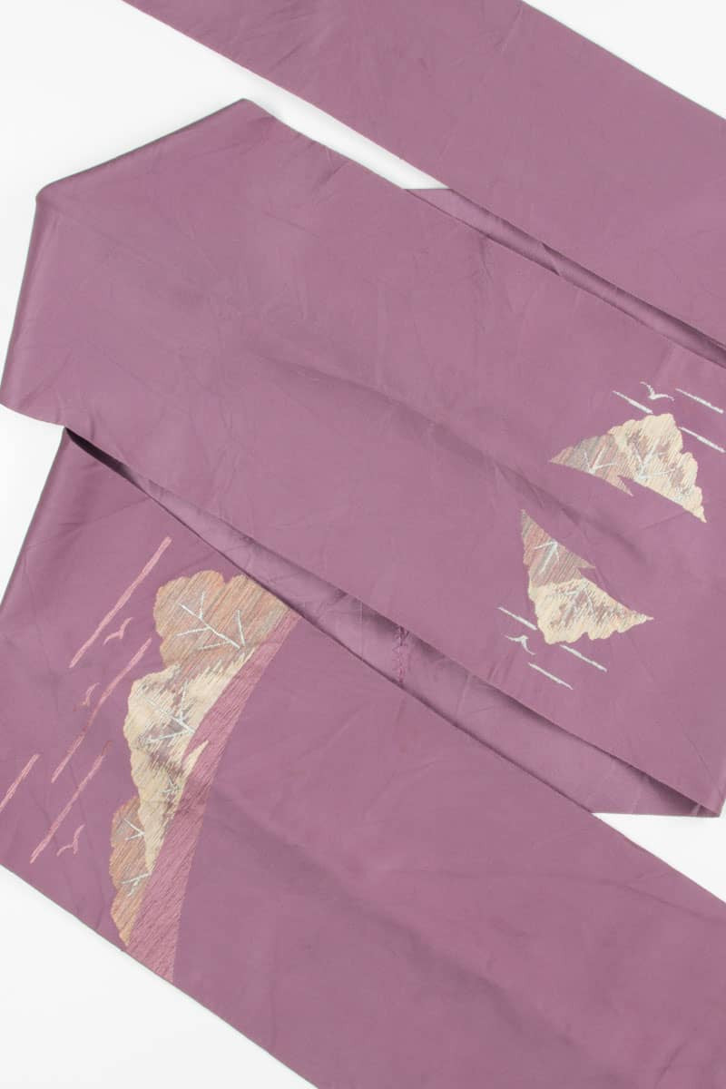 Vintage Lilac Embroidered Nagoya Obi 10