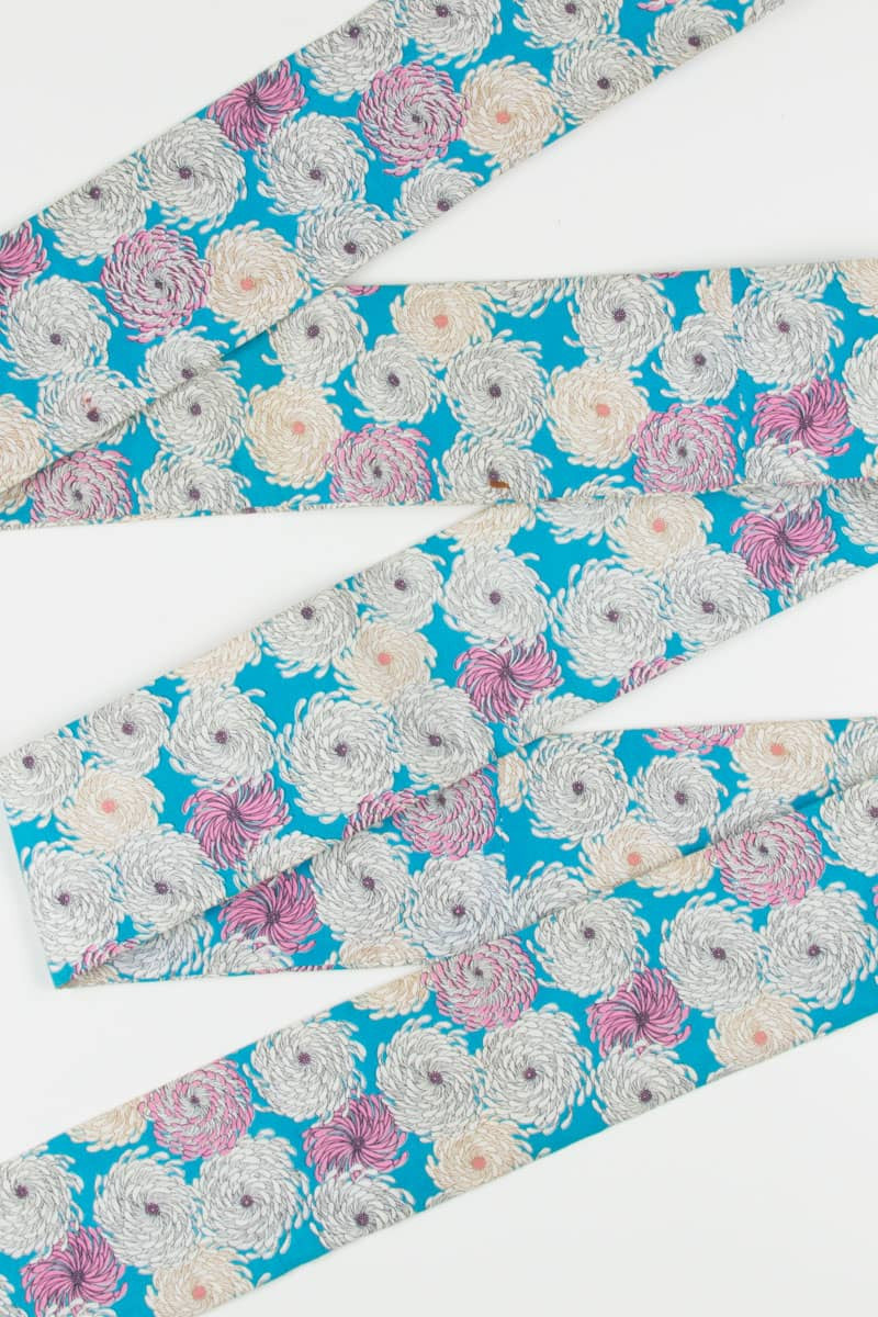 Vintage Blue 70s Floral Hanhaba Obi 129