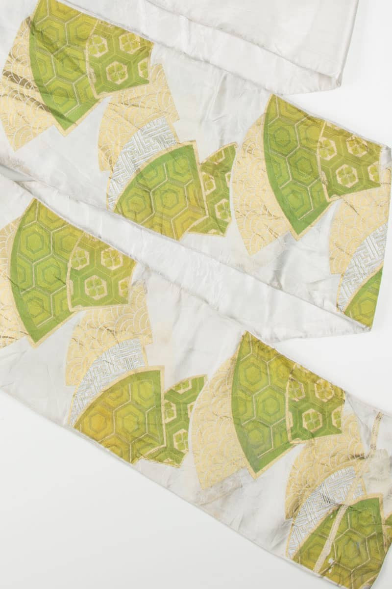 Stained Fan Embroiedered Vintage Fukuro Obi 22
