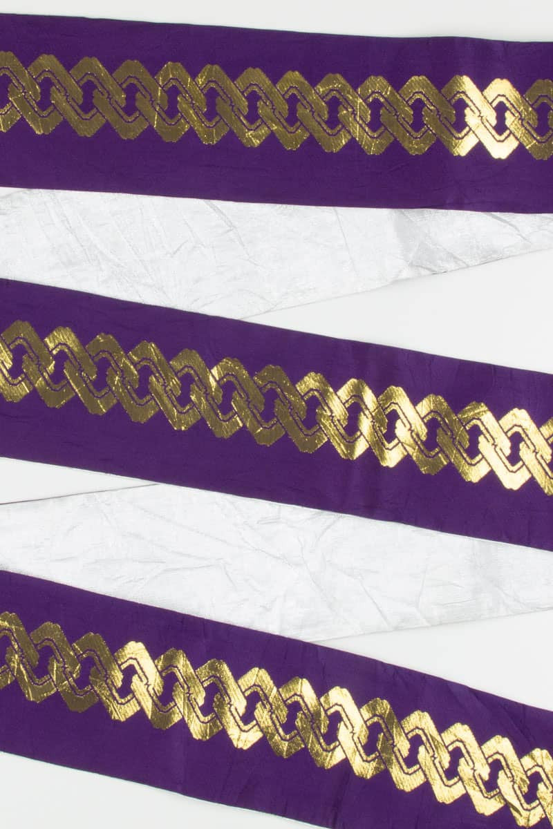 Vintage Silver & Purple Hanhaba Obi 35