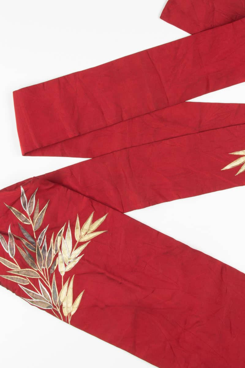 Vintage Golden Leaf Embroidered Nagoya Obi 38
