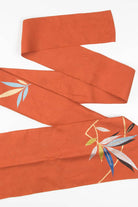 Vintage Rust Embroidered Leaves Nagoya Obi 83