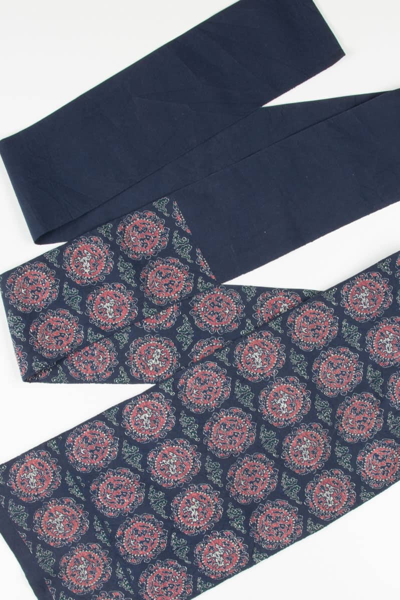 Vintage Blue Wallpaper Print Nagoya Obi 90
