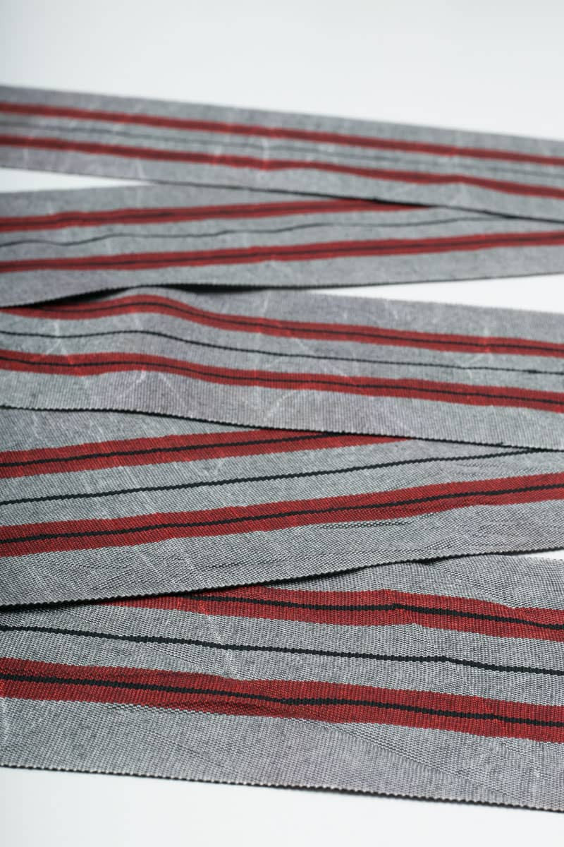 Vintage Grey Striped Hanhaba Obi 105