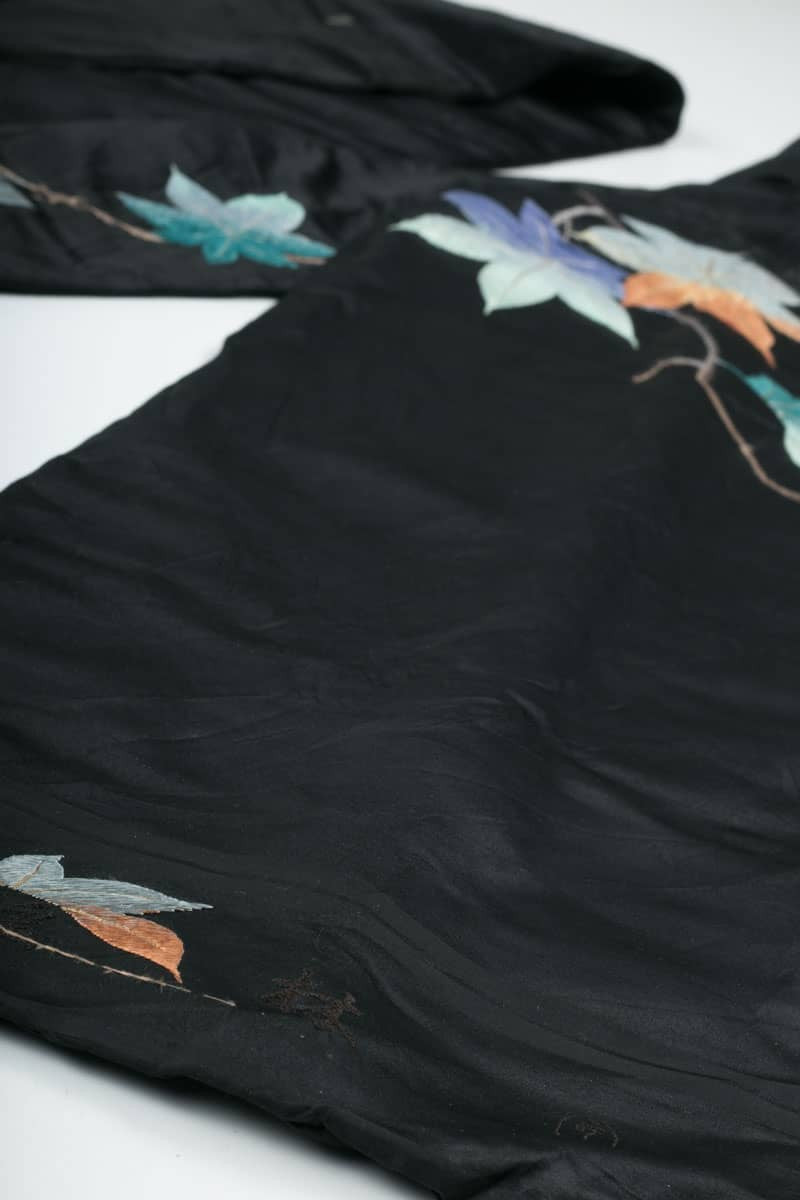 Vintage Black Leaf Embroidered Nagoya Obi 109