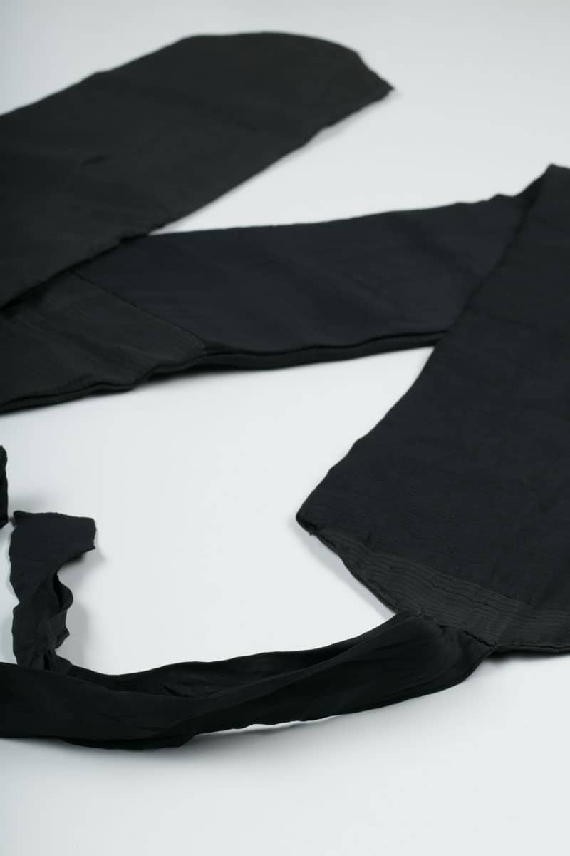 Vintage Black Ribbed Tsuke Obi 114