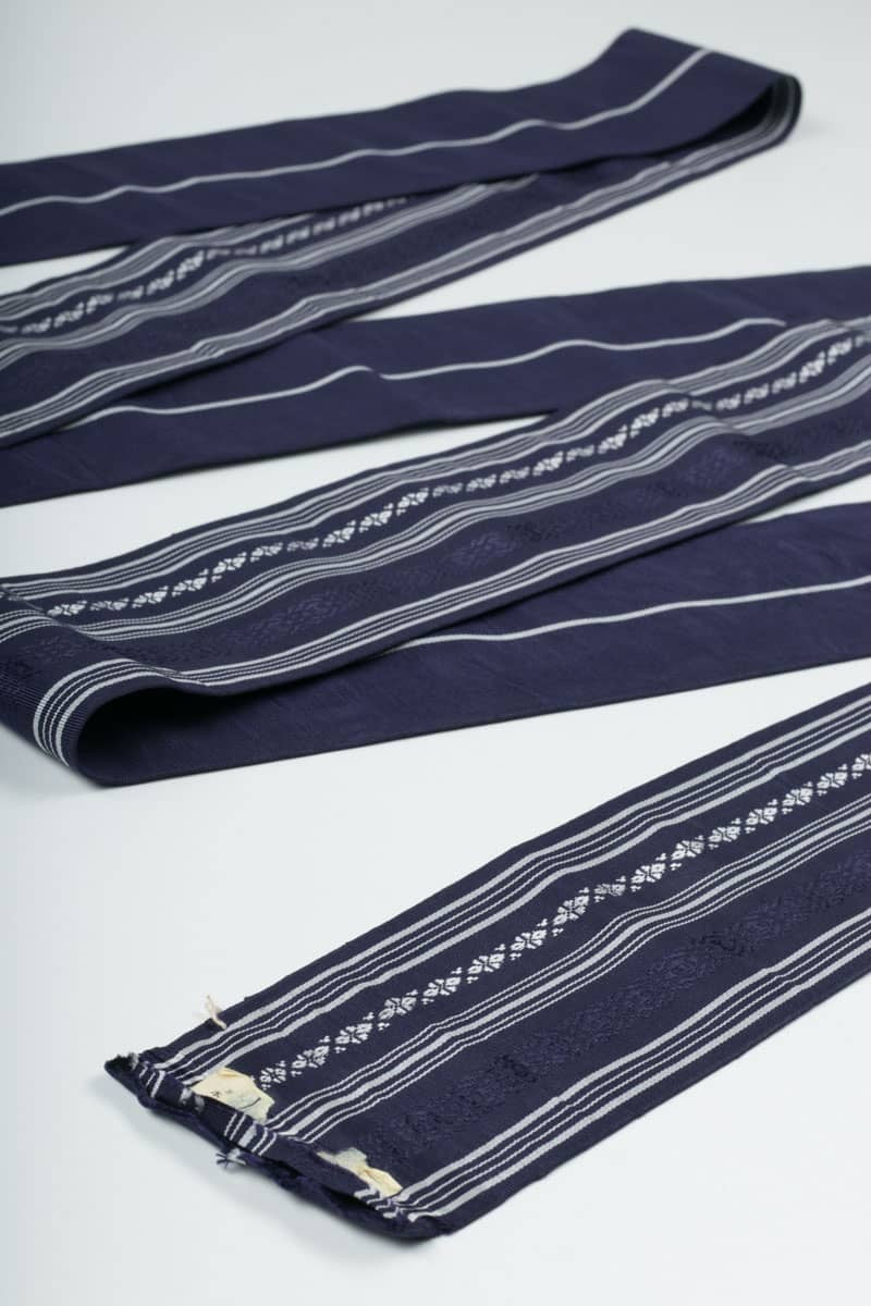 Vintage Navy Striped Hanhaba Obi 127