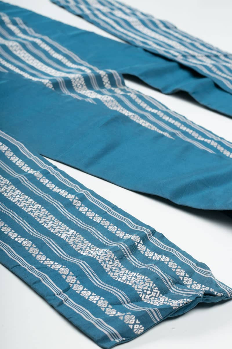 Vintage Dusty Blue Striped Hanhaba Obi 133