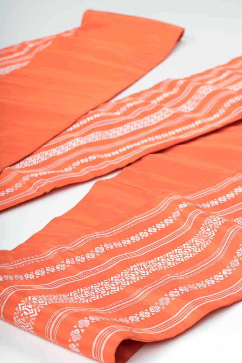Vintage Orange Striped Hanhaba Obi 136