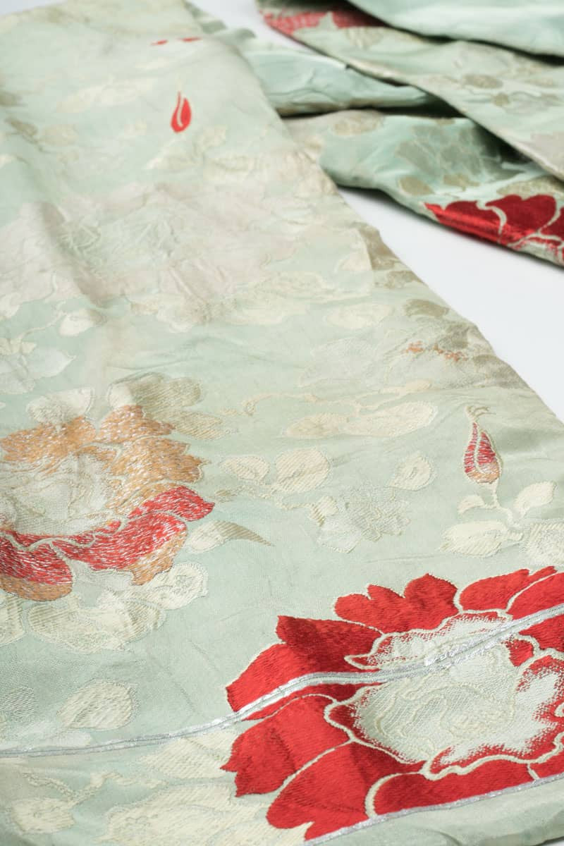 Vintage Rose Embroidered Mint Nagoya Obi 28
