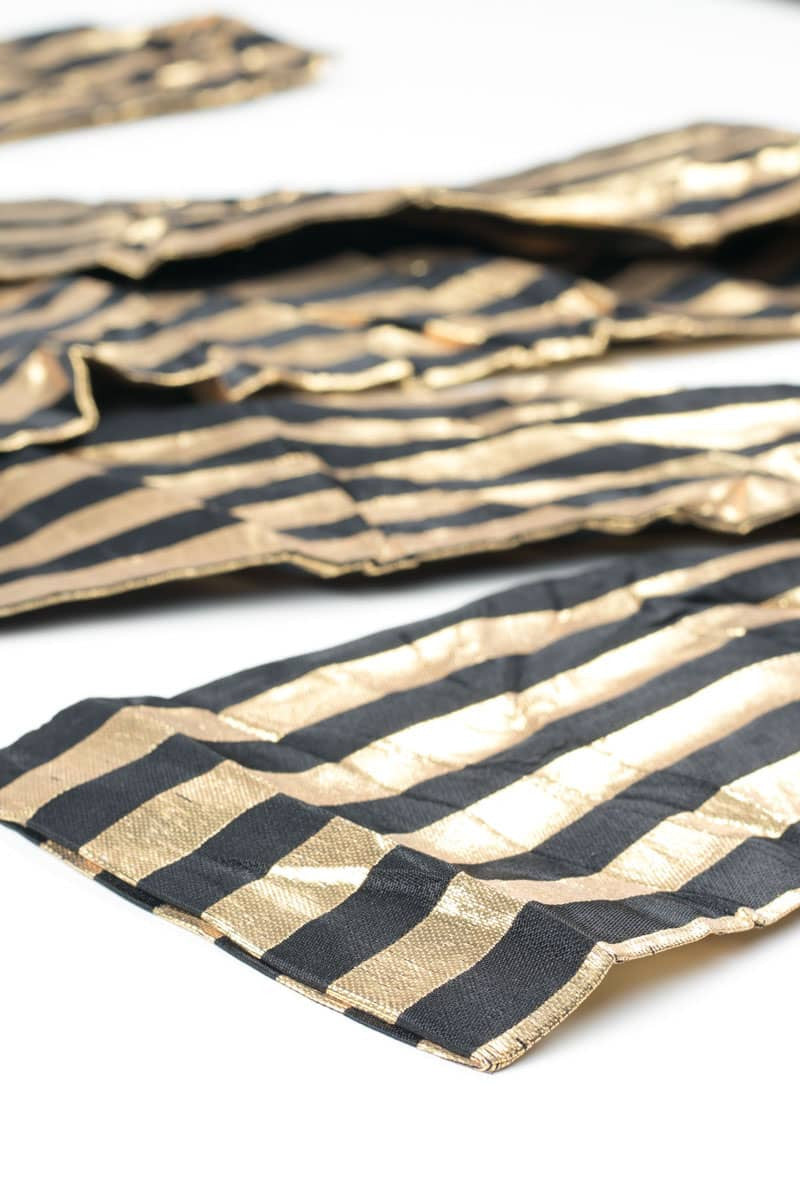 Vintage Black & Gold Striped Hanhaba Obi 2