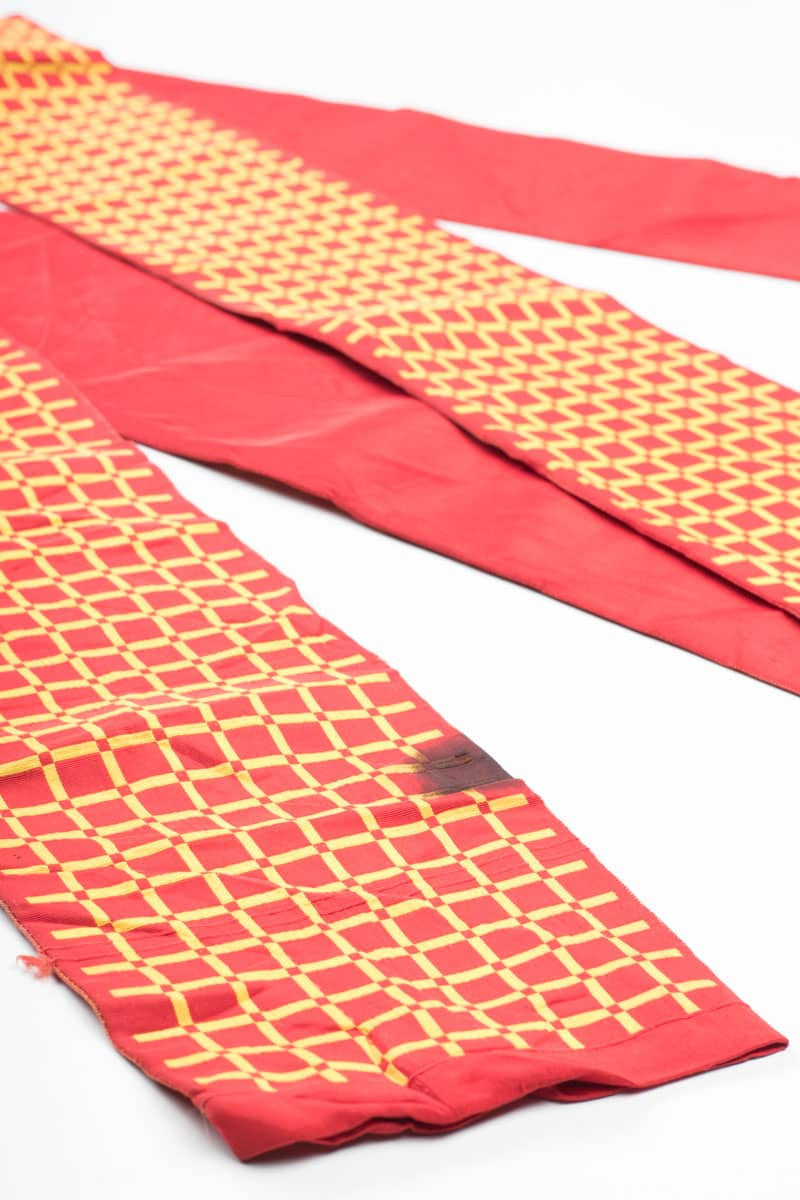 Vintage Red Checkered Hanhaba Obi 32