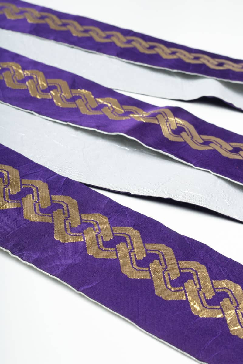 Vintage Silver & Purple Hanhaba Obi 35