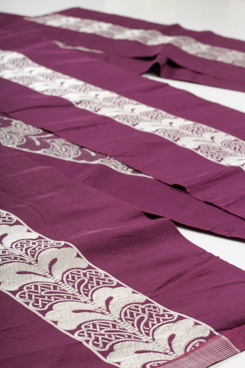 Vintage Purple & Silver Embroidered Fukuro Obi 45